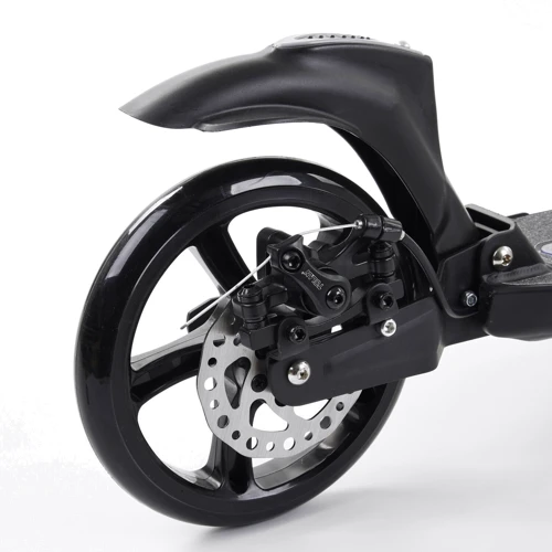 Самокат двоколісний Best Scooter PU колеса, 2 амортизатори, дискове гальмо Black/White (100077): Тип коліс литые