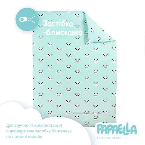 Комплект постельного белья Papaella Панда для младенцев, мята (8-33346) фото 4