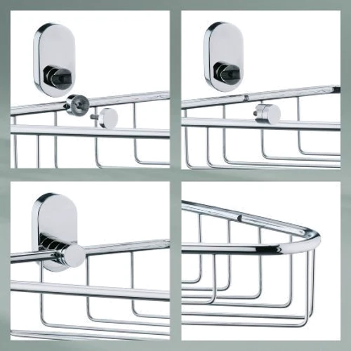 Полиця-сітка кутова для ванної кімнати KELA Lucido срібляста 28.5х22.5 см (22688)