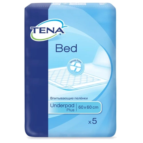 Одноразовые пеленки впитывающие Tena Bed Plus 60х60, 5 шт