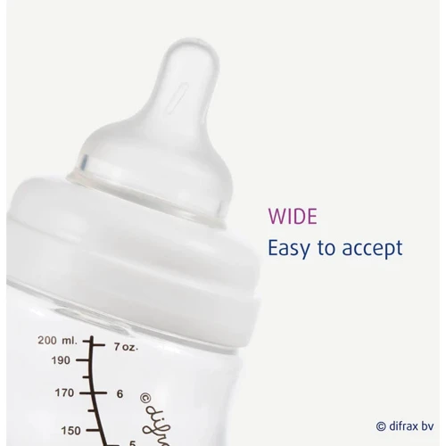 Стеклянная антиколиковая бутылочка Difrax S-bottle Wide с силиконовой соской 310 мл White (737FE White): Возраст с рождения