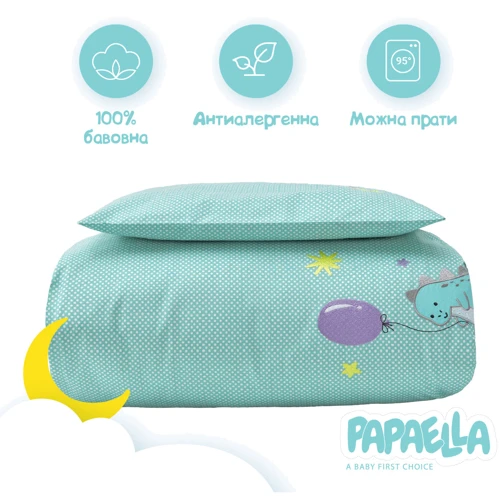 Комплект постельного белья Papaella Горошек для младенцев, мята (8-33347) фото 3