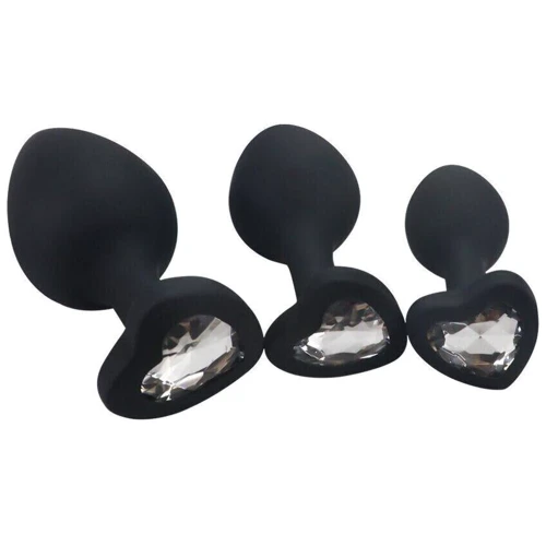 Комплект силіконових анальних пробок з кристалом SKN-KSIL-05 (S, M, L)