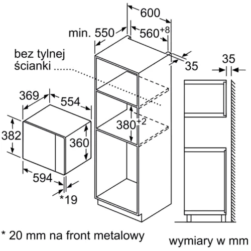 Вбудовувана мікрохвильова піч Bosch BFL550MB0: Вага 18.5 кг