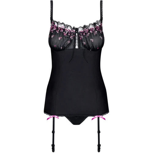 Комплект Obsessive Floweria corset, S/M