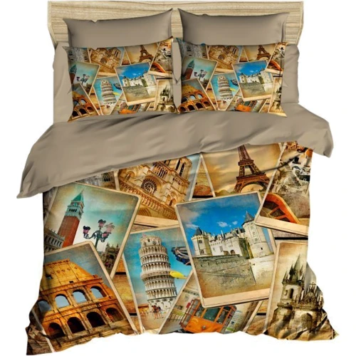 Комплект постельного белья LightHouse ranforce+3D Postcards евро (381OZ_2,0)
