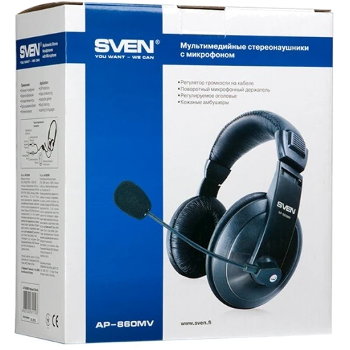 Наушники SVEN AP-860MV: Тип конструкции полноразмерные