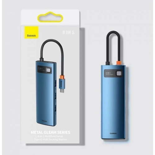 Адаптер Baseus Adapter USB-C to 3xUSB3.0+HDMI+RJ45+USB-C+TF+SD Blue (WKWG000103) фото 4