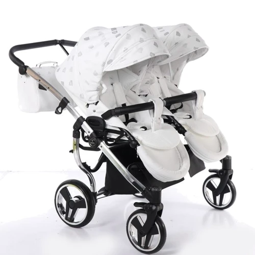 Универсальная коляска для двойни 2 в 1 Junama Glow Duo 03, белый с серебристым (J-G-DUO-03) фото 7