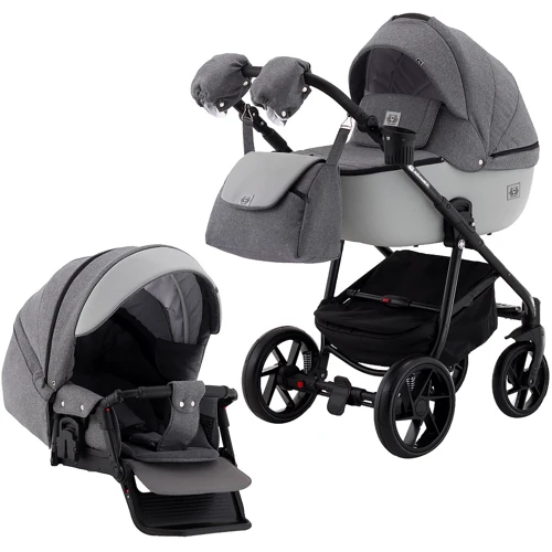 Коляска 2 в 1 Adamex Hybryd Plus BR242 графіт - сіра шкіра (видавлені точка) (623685)