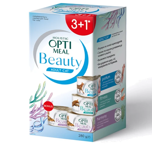 Влажный корм Optimeal Beauty Adult Cat для кошек (3+1) 0.28 кг (4820269141131) фото 10