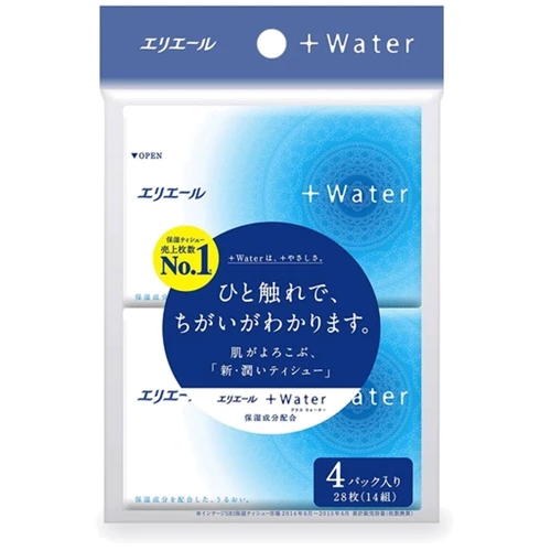 Платочки бумажные увлажняющие Elleair + Water с глицерином и молекулами воды (713403)
