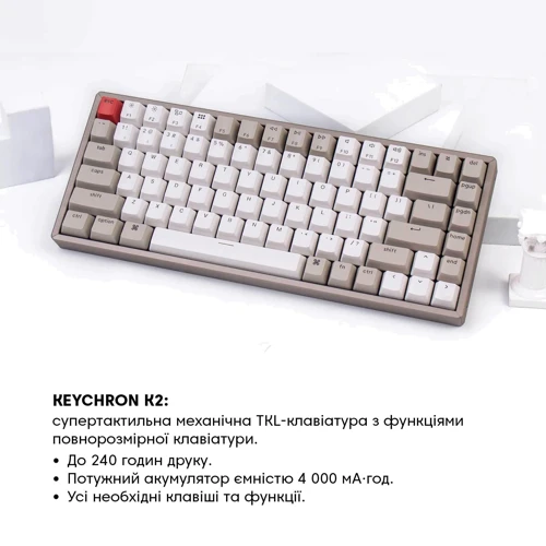 Клавиатура Keychron K2 84 Key Gateron G PRO Red Wireless UA Retro No Led (K2K1_KEYCHRON): Количество клавиш 84