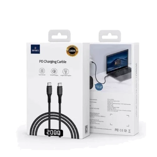 Кабель WIWU F20 PD Series USB-C to USB-C 2m Black: Довжина 2 м