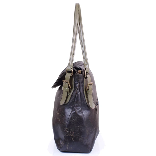 Женская сумка-мешок Laskara черная (LK10188-black-olive): Застежка Механическая