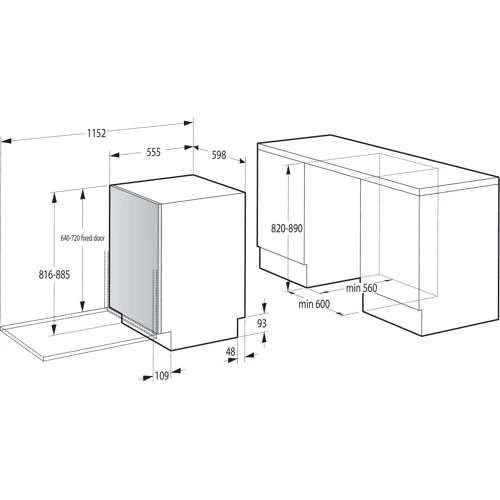Встраиваемая посудомоечная машина Gorenje GV643E90: Класс энергопотребления/мойки/сушки A ++ / A / A