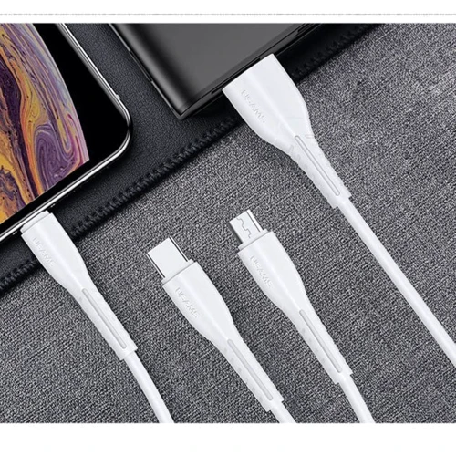 Кабель Usams USB Cable to Lightning/microUSB/USB-C 3in1 Combo 1m White (US-SJ367): Тип USB Cable - Lightning/microUSB/USB-C