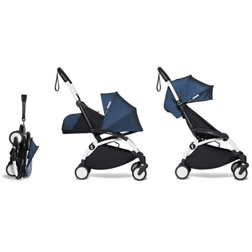 Шасі біле Babyzen YOYO² з комплектом Plus 6+ (капюшон, матрацик) + комп.люлька AF Blue Air France/Синій фото 8
