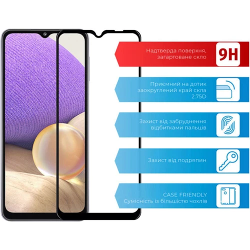 Аксесуар для смартфона ACCLAB Tempered Glass Full Glue Black for Samsung A325 Galaxy A32: Колір чорний