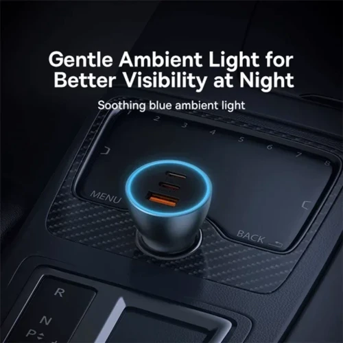 Зарядное устройство Baseus Car Charger USB+2хUSB-C Golden Contactor Pro GaN Fast Charging 65W Lunar Gray (C00035202841-00) фото 8