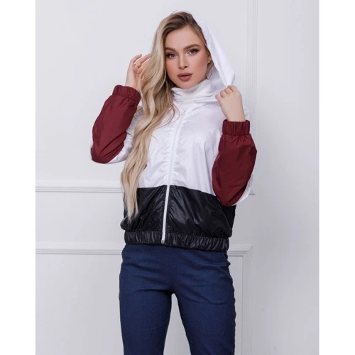 Ветровка ISSA PLUS SA-123 46 черно-бордовая с капюшоном
