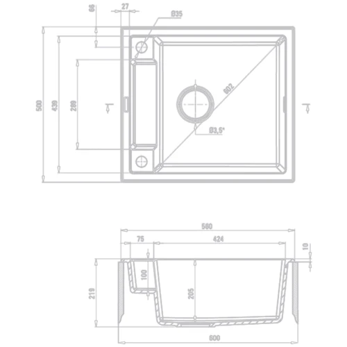 Кухонная мойка Deante Magnetic ZRM T103