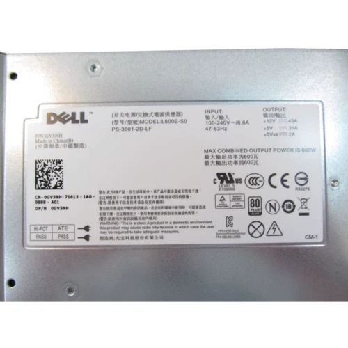 Блок питания Dell 600W H600E-S0, PS-3601-2D-LF T307M (GV5NH/REF)