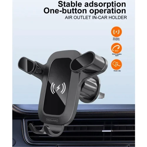 Держатель WUW Car Holder Air Vent Z29 Wireless Charger 15W Black: Производитель WUW