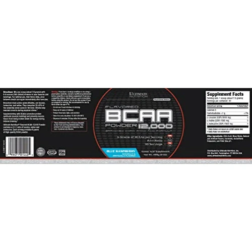 Амінокислота для спорту Ultimate Nutrition Flavored BCAA 12,000 Powder 228 g /30 servings/ Blue Raspberry: Смак Блакитна малина