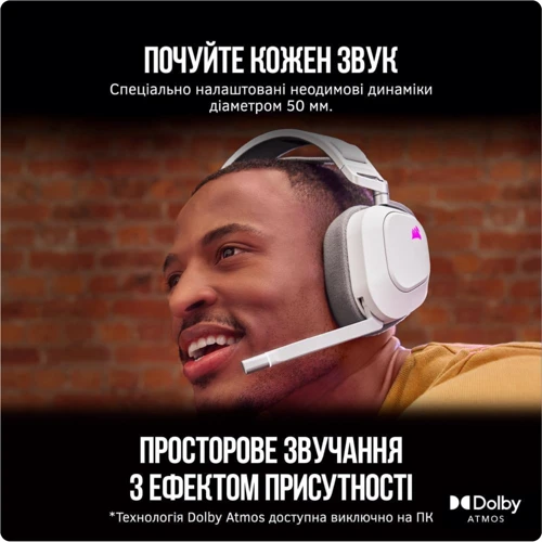 Наушники Corsair HS80 RGB Wireless White (CA-9011236-EU): Тип крепления оголовные