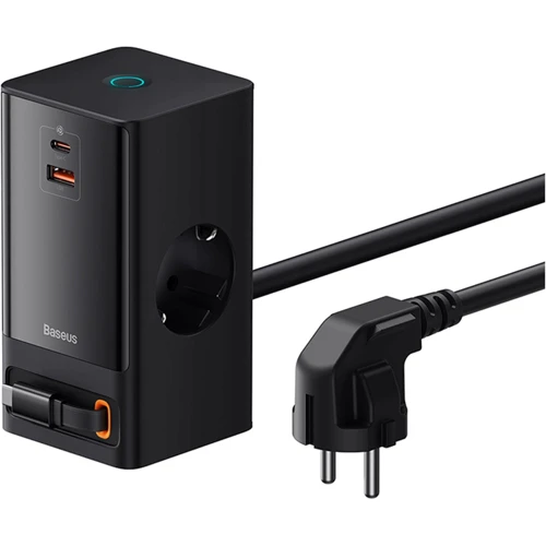 Зарядное устройство Baseus Wall Charger 2AC+USB+USB-C PowerCombo PowerStrip Retractable-C 65W Black (PSLR000301): Особенности Быстрая зарядка, USB-C