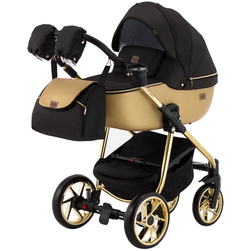 Коляска 2 в 1 Adamex Hybryd Plus Polar (Gold) BR619 черный (золотой люрекс) - золотая кожа (623692): Тип коляски универсальная коляска (2-в-1)