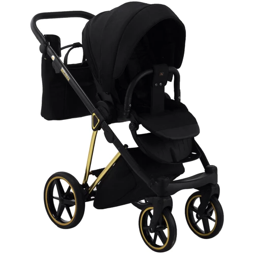 Коляска 2 в 1 Adamex Belissa Special Edidion (Gold) PS-569 чорний - чорна шкіра (перфорація): Ширина шасі 58