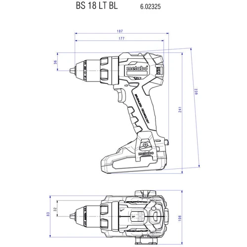 Шуруповерт Metabo BS 18 LT BL (602325860): Диаметр патрона 1.5-13 мм