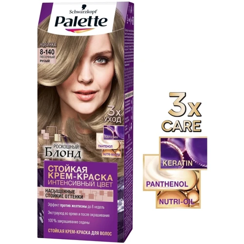 Palette Крем-краска для волос Интенсивный цвет 8-140 (CB7) Песочный Русый 110 ml: Классификация Масс-маркет