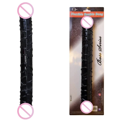 Двойной фаллоимитатор Boss Series: Flexible Double Dong Black, BS6700089