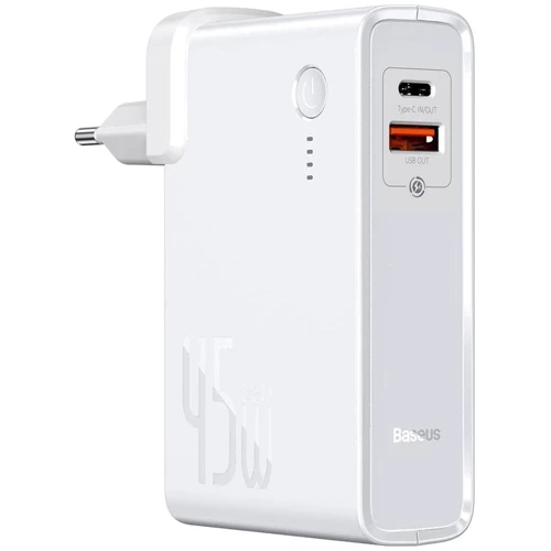 Зарядний пристрій Baseus Wall Charger Power Station GaN USB and USB-C 45W + Power Bank 1000mAh White (PPNLD-C02)