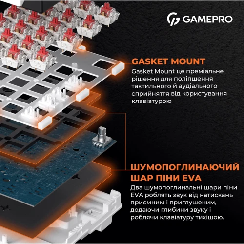 Клавиатура GamePro MK170B (Red) с Hot-Swap RGB Black: Дополнительно подсветка клавиш, украинская раскладка, бесшумная