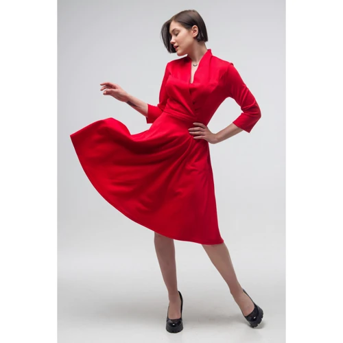 Платье FLFashion Венера СПВ2585 48 красное повседневное удлиненное миди: Длина рукава Рукав 3/4