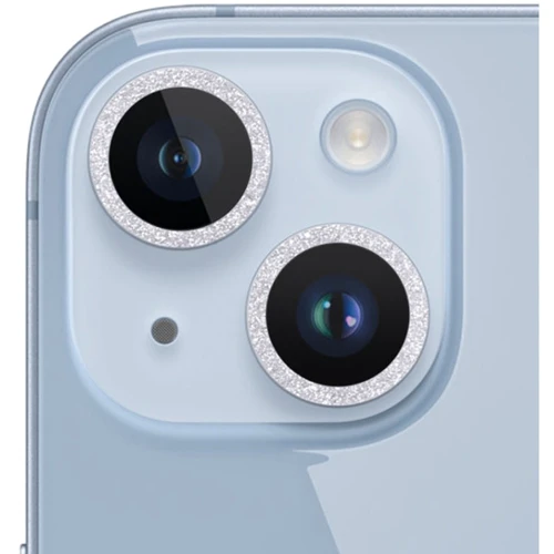 Защитное стекло для iPhone Epik Metal Sparkles Silver for Camera iPhone 15 / 15 Plus