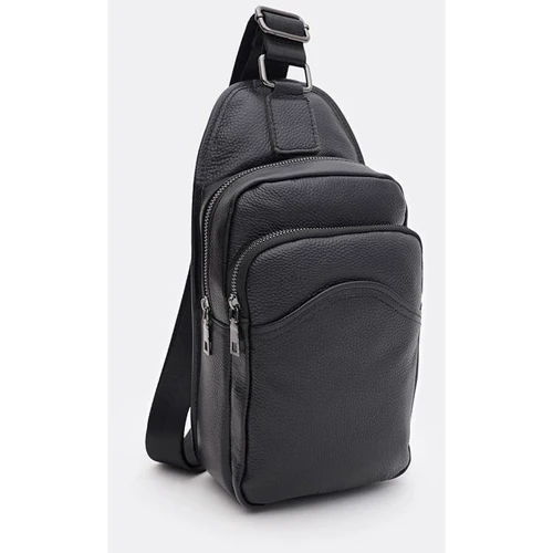 Мужская сумка-слинг Borsa Leather через плечо черная (K1a1003bl-black): Пол Мужской