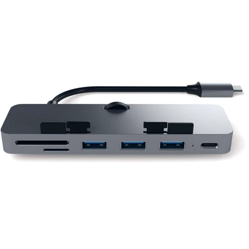 Адаптер Satechi Adapter Clamp Pro USB-C to USB-C+3xUSB3.0+micro SD+SD Space Grey (ST-TCIMHM): Колір сірий