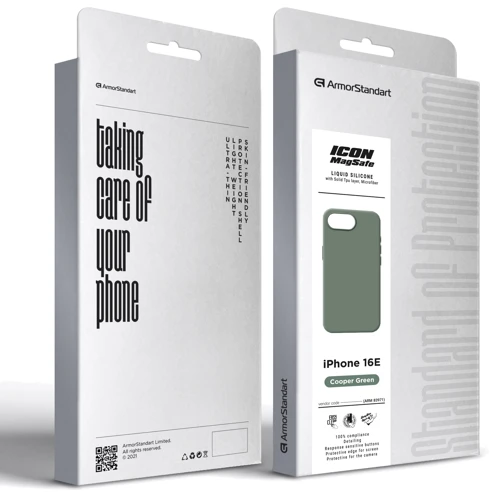 Чохол для iPhone ArmorStandart ICON2 MagSafe Copper Green для iPhone 16e (ARM83971): Матеріали Силикон