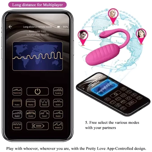 Смарт виброяйцо Pretty Love - Kirk Mobile APP remote control, BI-014654HP