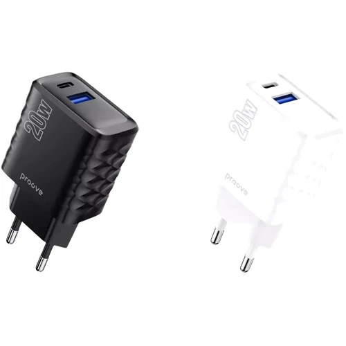 Зарядний пристрій Proove Wall Charger USB+USB-C Speed Surge 20W Black (WCSS20120001): Особливості Быстрая зарядка, Power Delivery (PD), USB-C