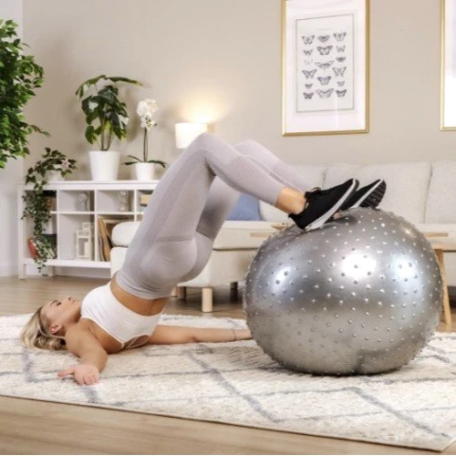 М'яч для фітнесу Hop-Sport 65 см HS-R065GB silver + насос: Матеріал ПВХ