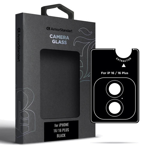 Захисне скло для iPhone ArmorStandart Tempered Glass Supreme BI Black for Camera iPhone 16 / 16 Plus (ARM79425)