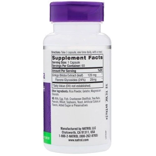 Natrol Ginkgo Biloba 120 mg 60 Caps Гинкго Билоба: Пол Унисекс