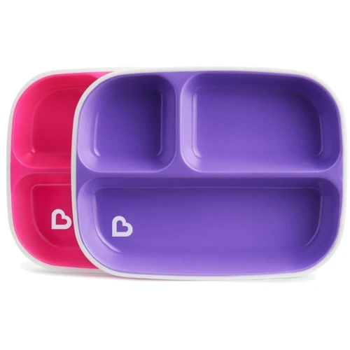 Набір тарілок Munchkin Splash Divided Plates 2 шт Рожева та фіолетова (46727.02)