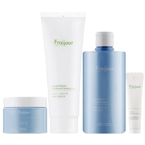 

Fraijour Pro-moisture & Heartleaf foam 250ml + toner 500ml + cream 50ml + 10ml Набор базового ухода для кожи с центеллой и пробиотиками